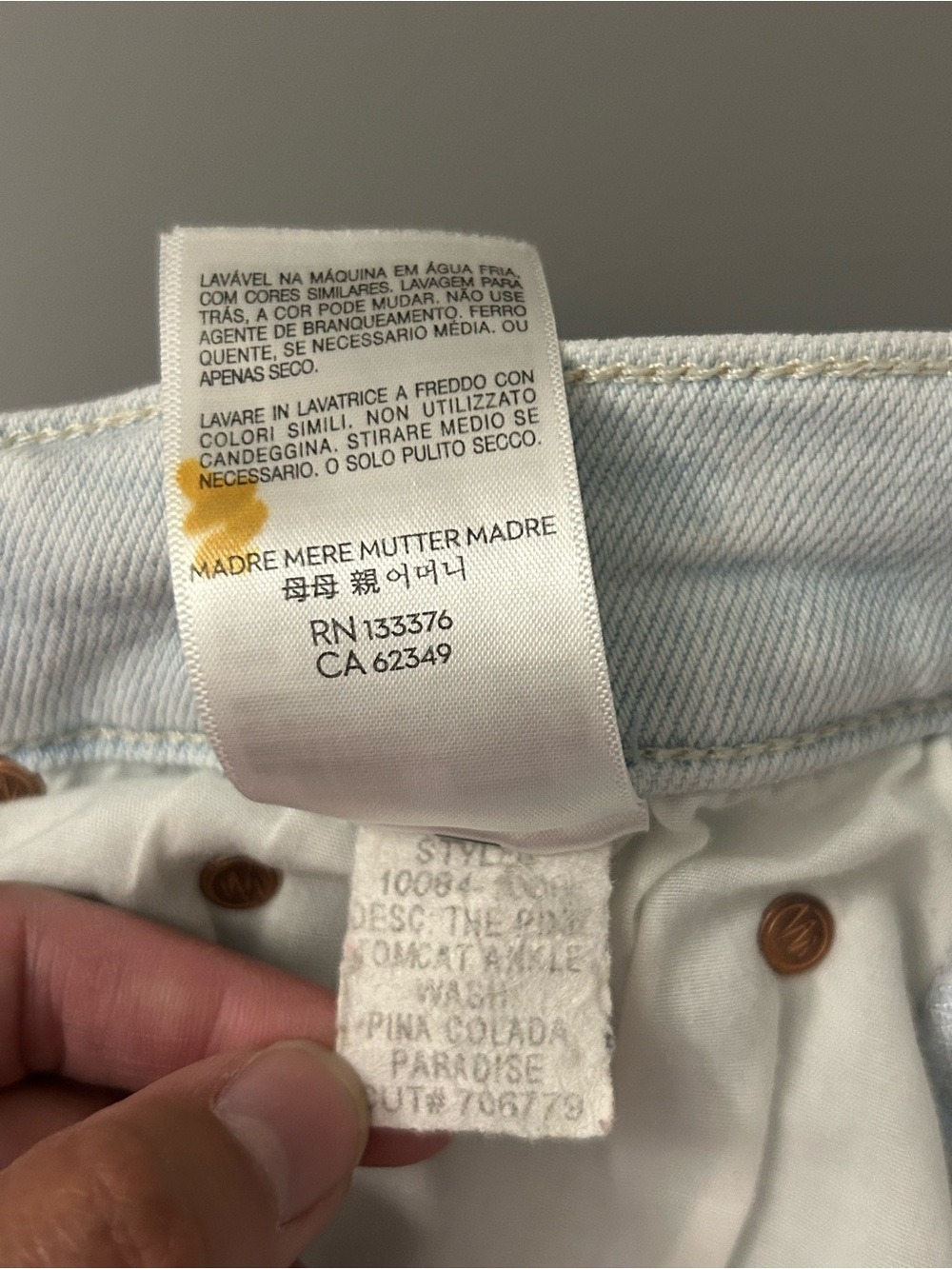 MOTHER The Pixie Tomcat Ankle High-Rise Straight Jeans in Pina Colada Paradise - Picture 13 of 14